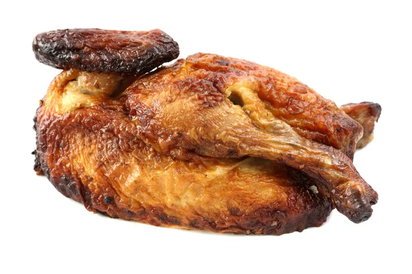 Beyaz arka planda izole kavrulmuş tavuk — Stok fotoğraf