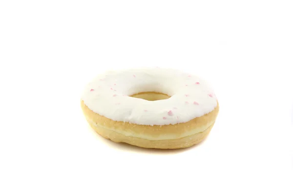 Donut au chocolat blanc isolé en fond blanc — Photo