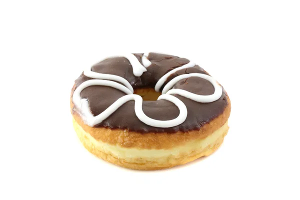 Donut de chocolate isolado em fundo branco — Fotografia de Stock