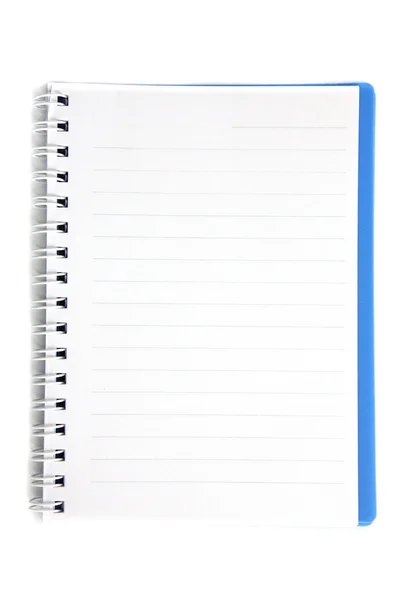 Caderno azul isolado em fundo branco — Fotografia de Stock