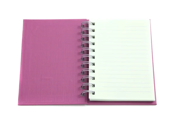 白い背景で隔離されたピンクのノート — ストック写真