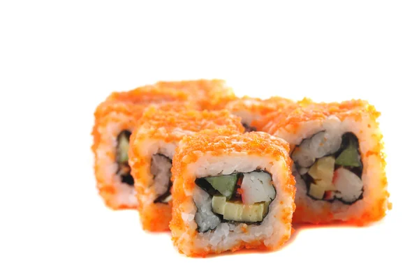 Sushi California Rollo sobre plato aislado en fondo blanco — Foto de Stock