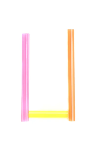 Alphabet U , colorful straw — Stock Photo, Image