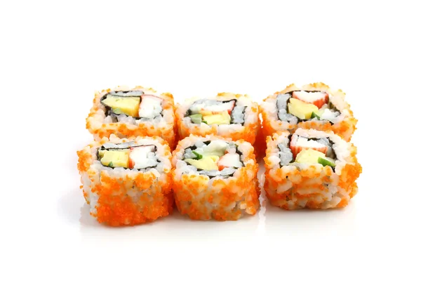 Sushi California Rollo sobre plato aislado en fondo blanco — Foto de Stock