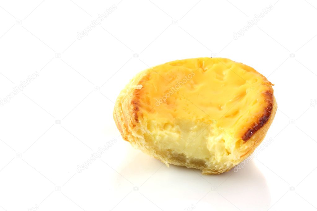 Hong Kong Egg tart isolated in white background