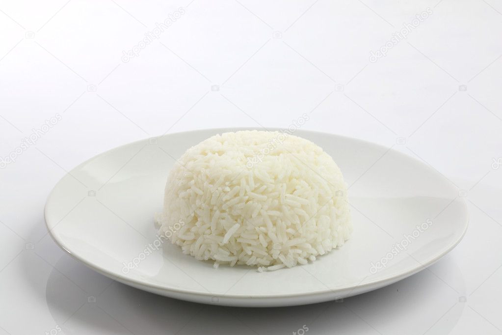 Bowl of Rice on White Background