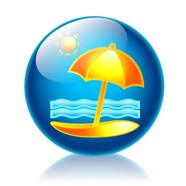 Beach glossy icon clipart