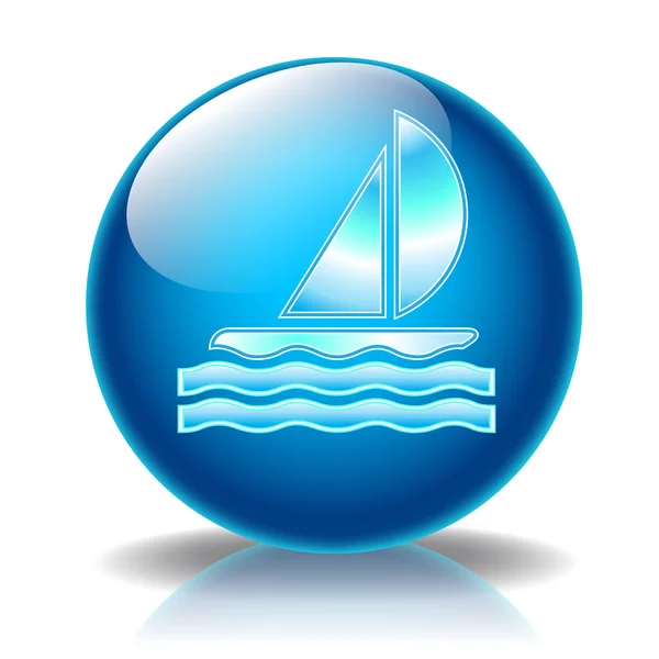 Sailboat glossy icon — Stock Photo, Image