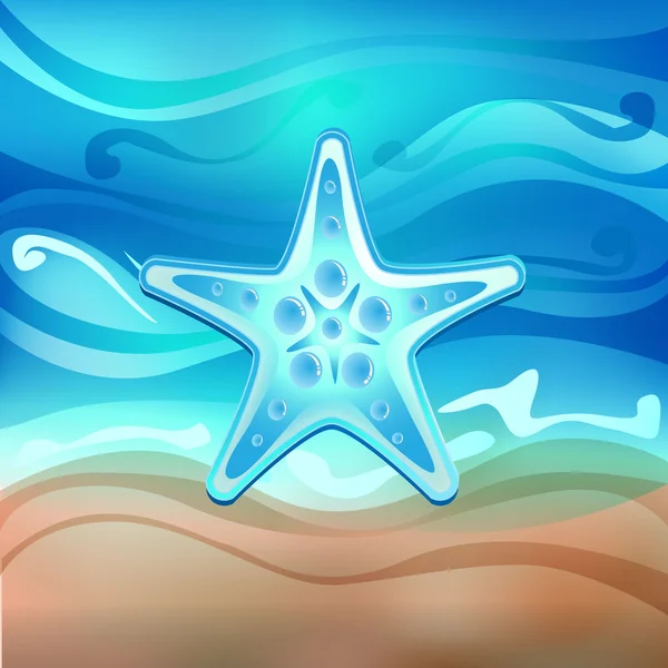 Estrella de mar en el vector de playa — Vector de stock