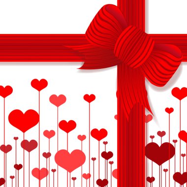 Valentine's day present with red bow clipart