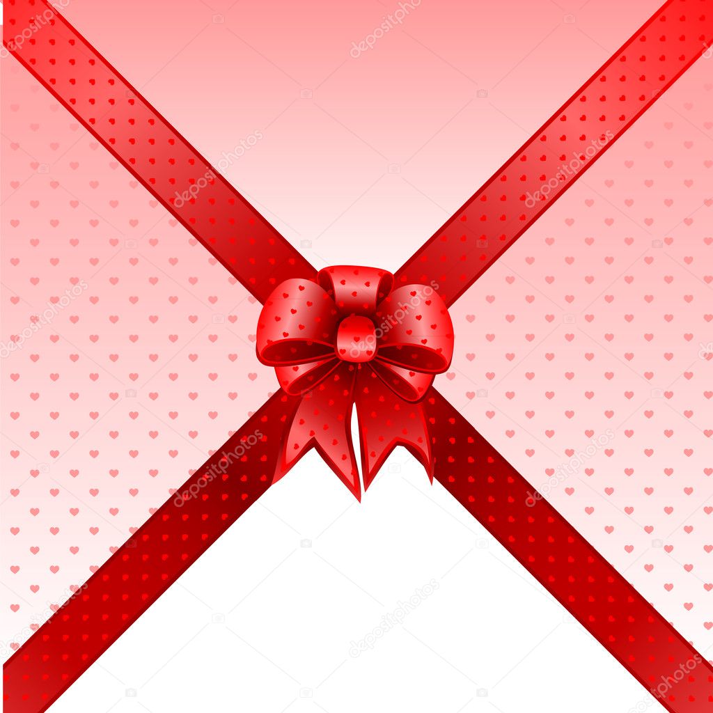 Red gift bow card note vector