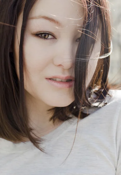 stock image Beautiful girl with brown hair