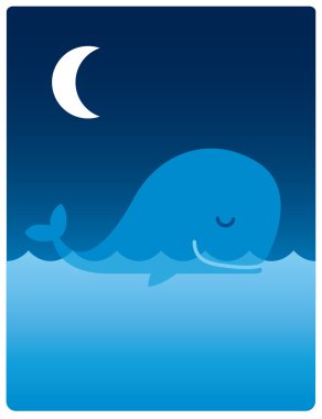 Whale at night clipart