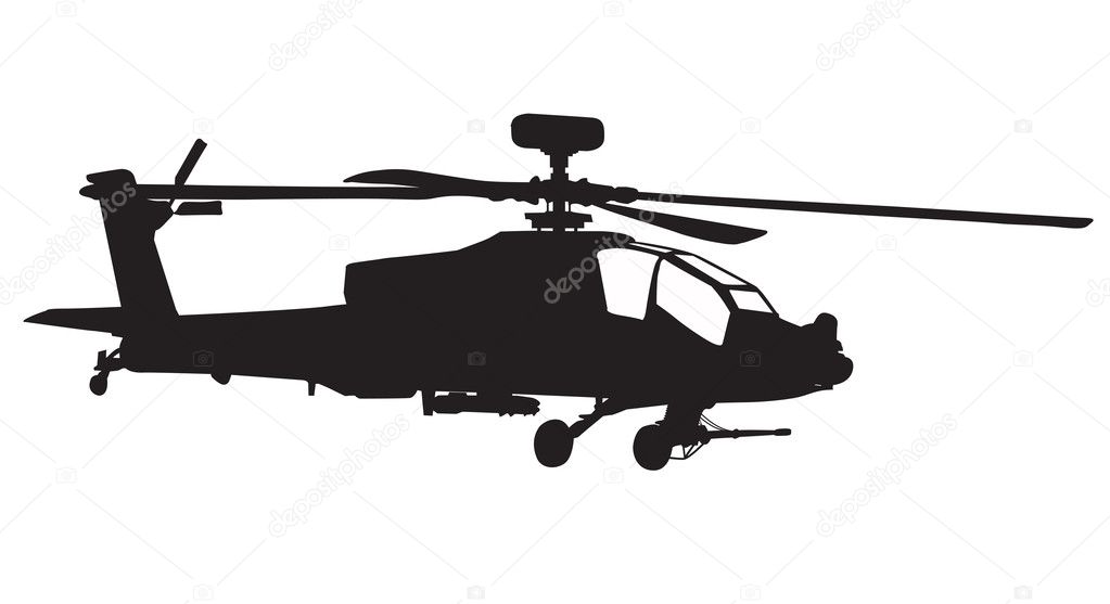 Vector silhouette of AH-64 Apache Longbow helicopter