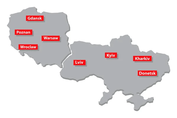 Carte vectorielle Pologne et Ukraine — Image vectorielle