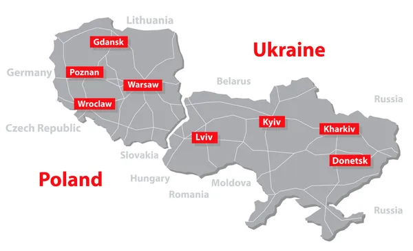 Poland and Ukraine vector map — Wektor stockowy