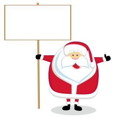 Cartoon Santas holding blank signs clipart