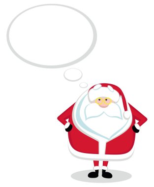 Cartoon Santa with microphone and speech bubble clipart