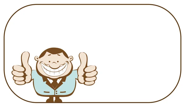 Hombre de negocios sonriente con espacio de copia mostrando los pulgares hacia arriba — Archivo Imágenes Vectoriales
