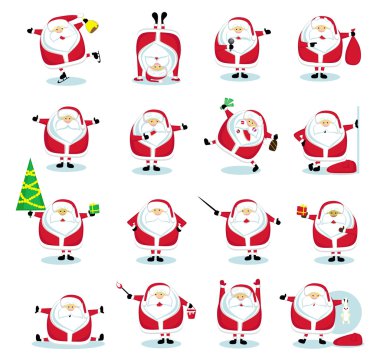 Santa in different positions clipart