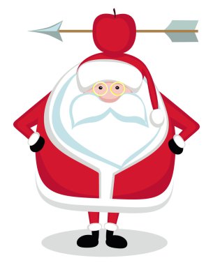 Santa With Apple and Arrow on Head clipart