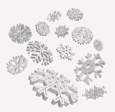 3D Snowflakes clipart