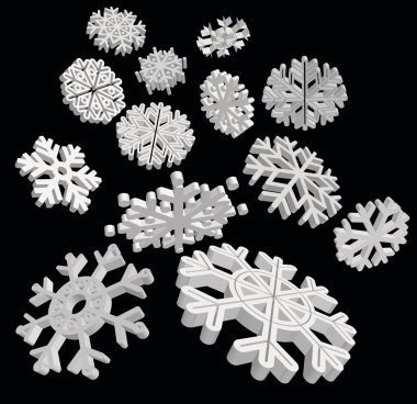 3D Snowflakes clipart