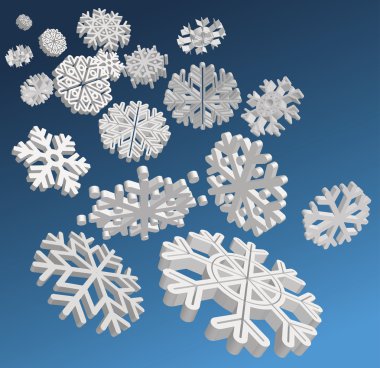 3D Snowflakes clipart