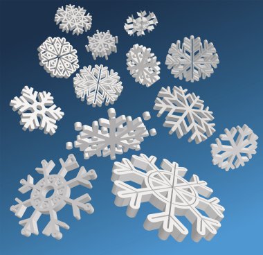 3D Snowflakes clipart