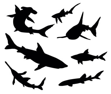 Sharks silhouettes clipart