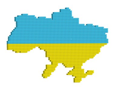3d Ukraine doted map clipart