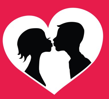 Kissing couple clipart