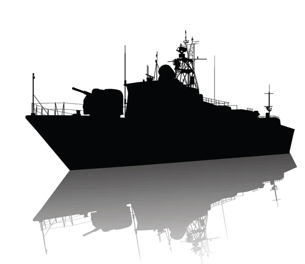 Hohe detaillierte Schiffssilhouette — Stockvektor