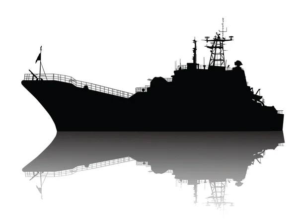 Alta silhouette della nave dettagliata — Vettoriale Stock