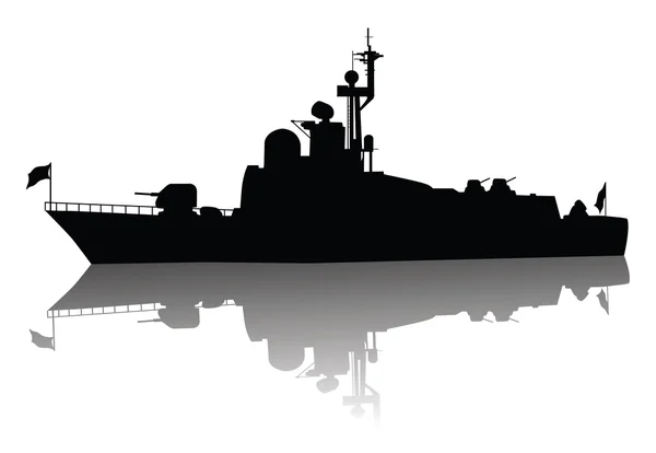 Hoge gedetailleerde schip silhouet — Stockvector