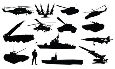 Military silhouettes set clipart