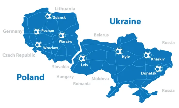 ユーロ 2012 年の地図 — ストックベクタ