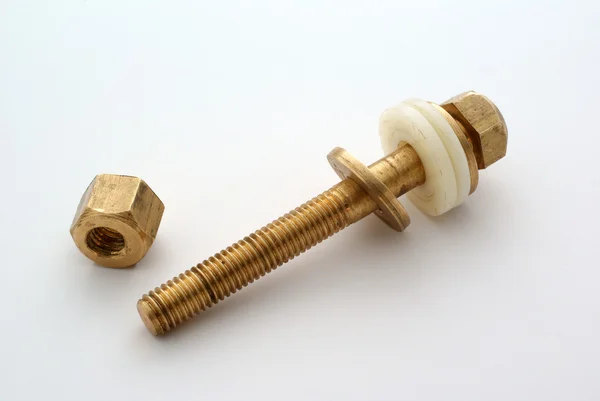 黄铜螺栓和螺母 — 图库照片