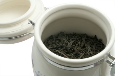 Dry tea in the pot clipart