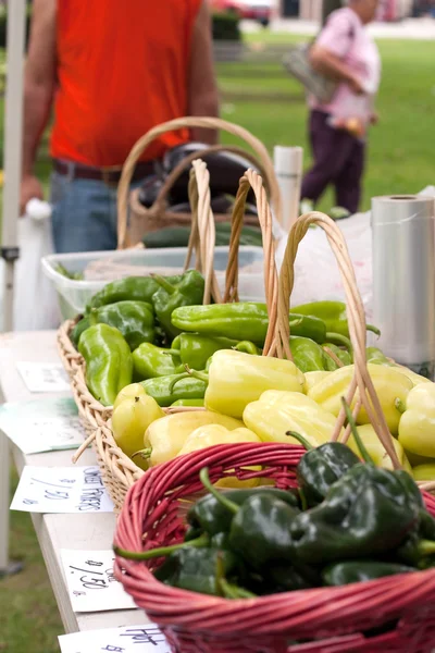 Productores orgánicos frescos comercializan verduras — Foto de Stock