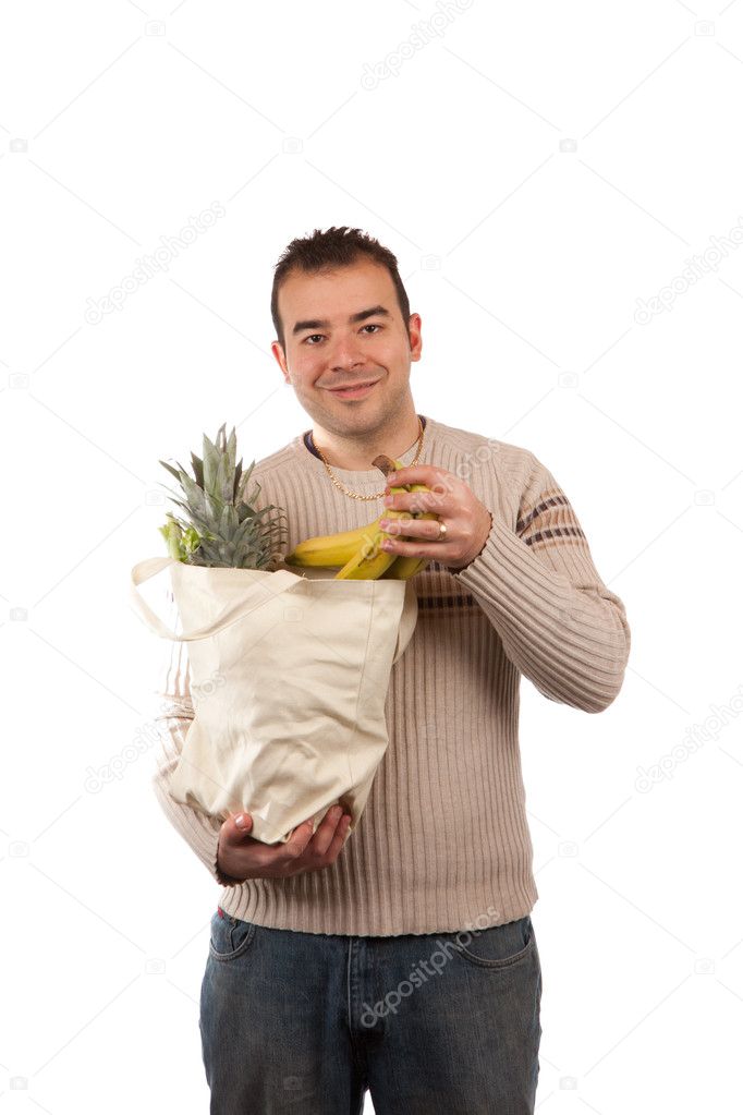 Man Holding Grocery Items