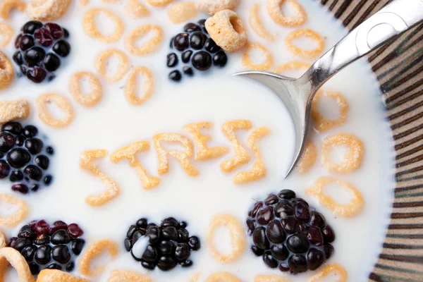 Giornata stressante in lettere di cereali — Foto Stock