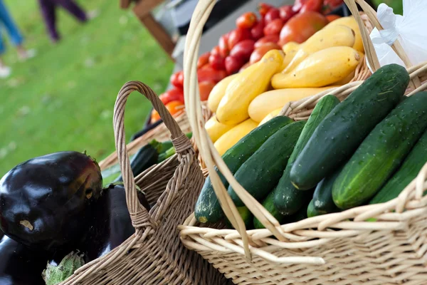 Productores orgánicos frescos comercializan verduras — Foto de Stock