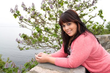 Woman Posing By the Sea clipart