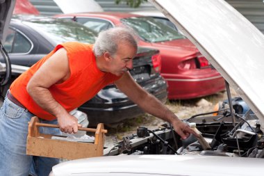 Man Junk Yard Hunting clipart