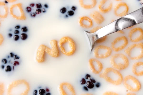 La parola NO nelle lettere dei cereali — Foto Stock
