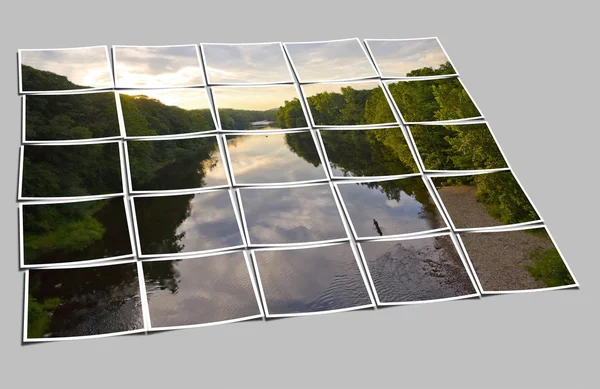 Solnedgång floden collage — Stockfoto