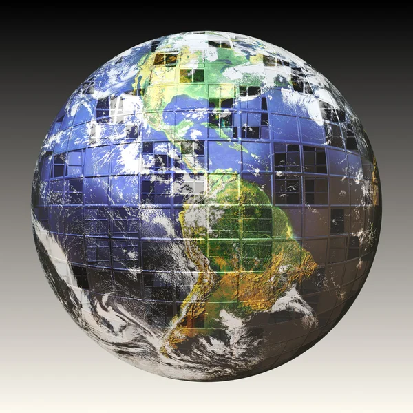 3 d のワイヤ フレームの地球 — ストック写真