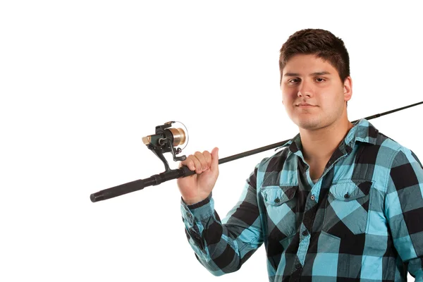 Adolescente con un palo da pesca — Foto Stock