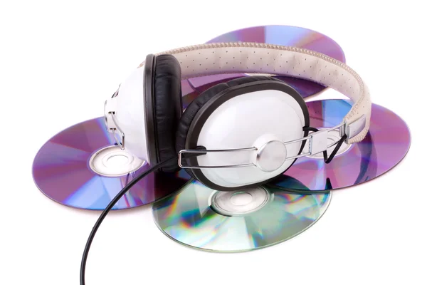 Kulaklıklar ve CD 'ler — Stok fotoğraf